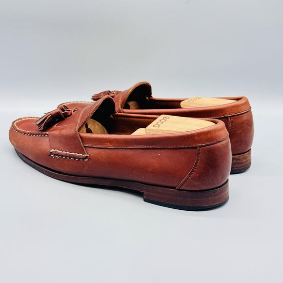 Allen Edmonds Shoes Mens 10.5 Brown Leather Bangor Tassel Loafers Vintage USA main image 11